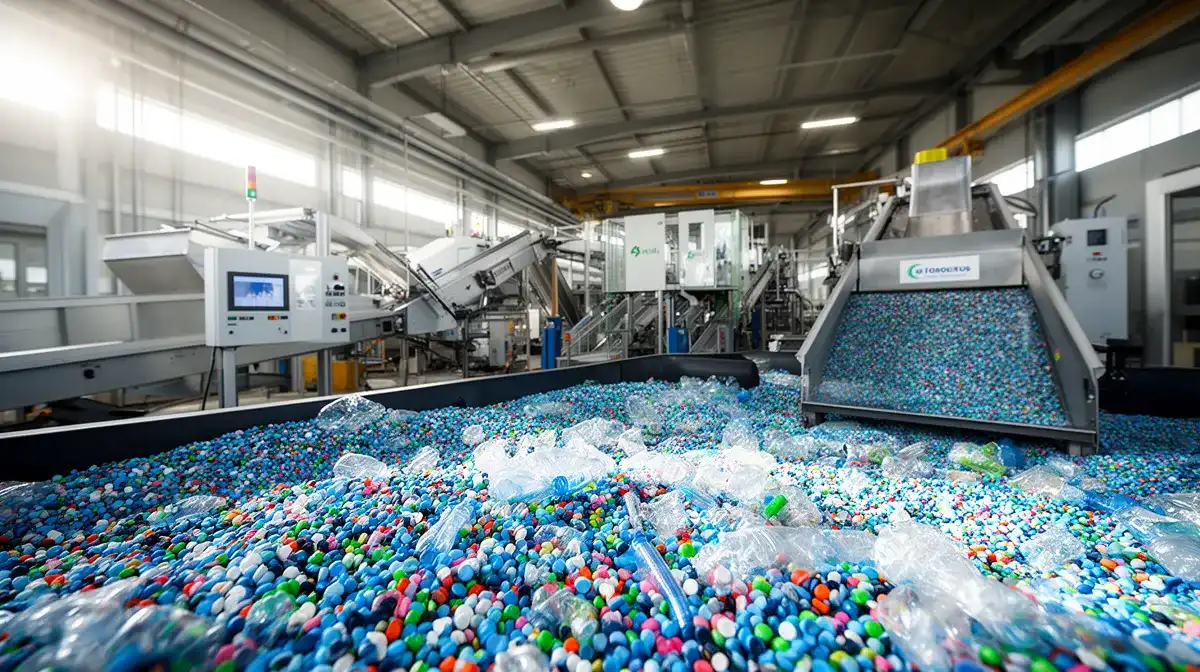 Usine de recyclage chimique du polystyrène avec des granulés de plastique et des machines