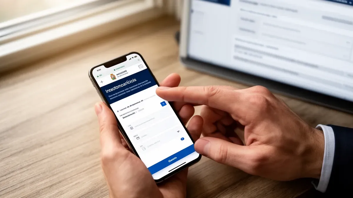Personne remplissant un formulaire en ligne sur son smartphone pour demander un nouveau bac