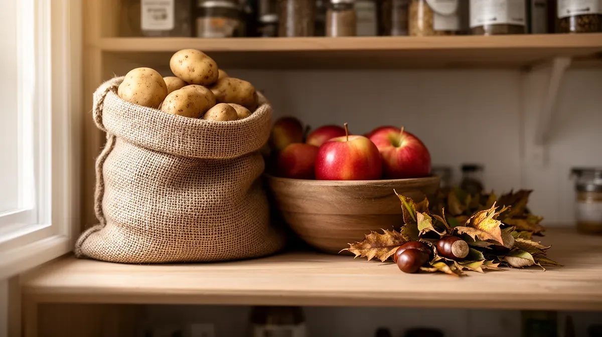 Solutions naturelles pour particuliers : pommes et feuilles de châtaignier pour empêcher la germination des pommes de terre