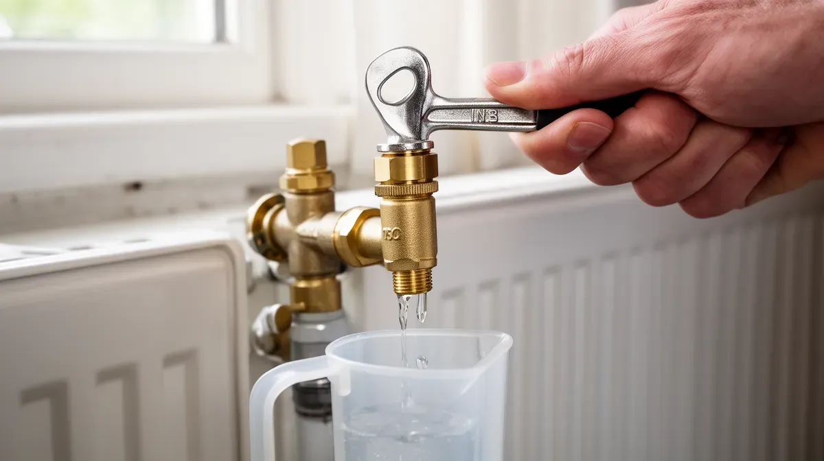 Purge d'un radiateur avec une clé de purge pour réduire la pression