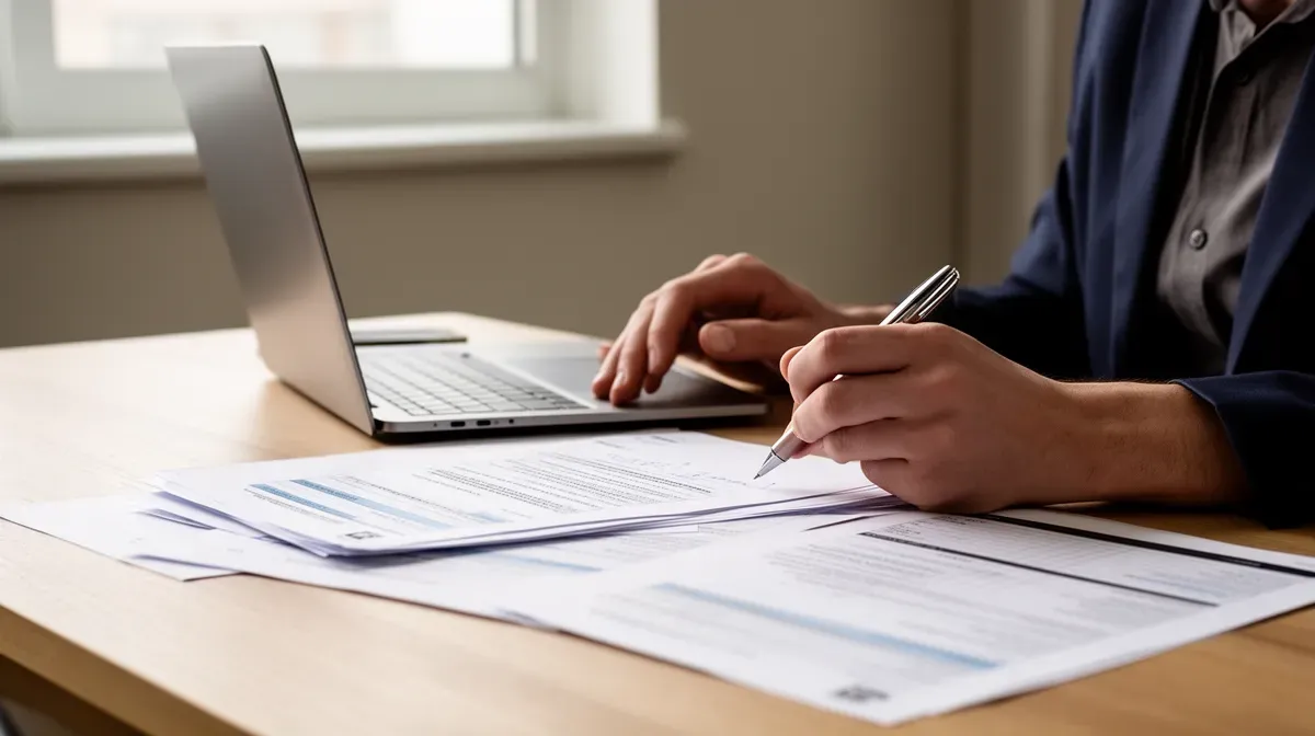 Personne remplissant des documents administratifs pour une demande de logement