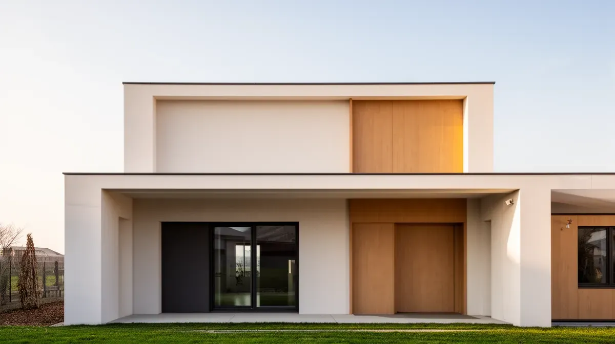 Façade de maison contemporaine avec une couleur tendance, style épuré