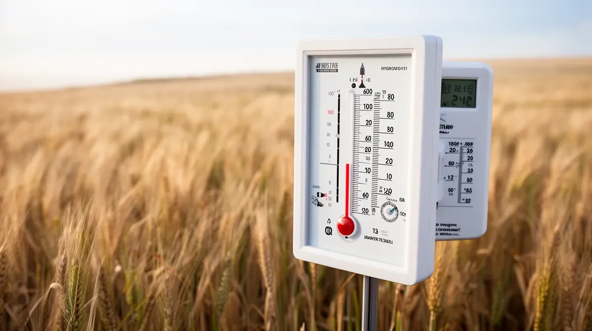 Thermomètre et hygromètre dans un champ pour mesurer les conditions d'application