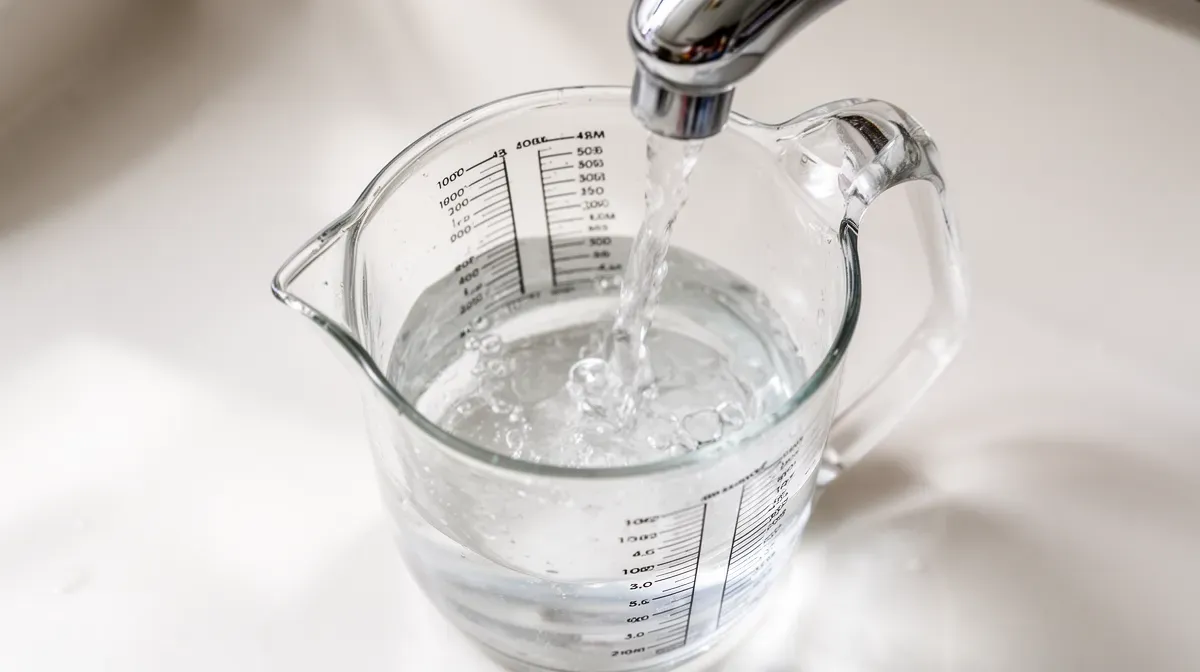 Mesure du débit d'eau d'un robinet avec un récipient gradué