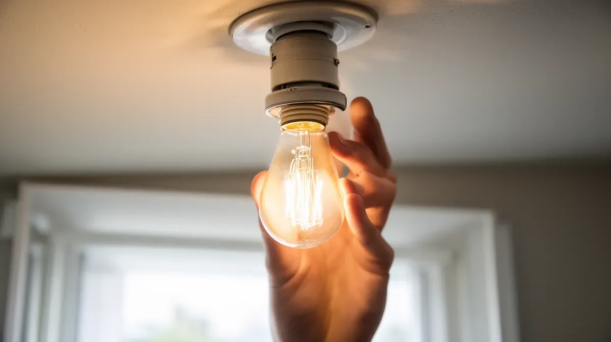 Changement d'une ampoule dans un luminaire au plafond