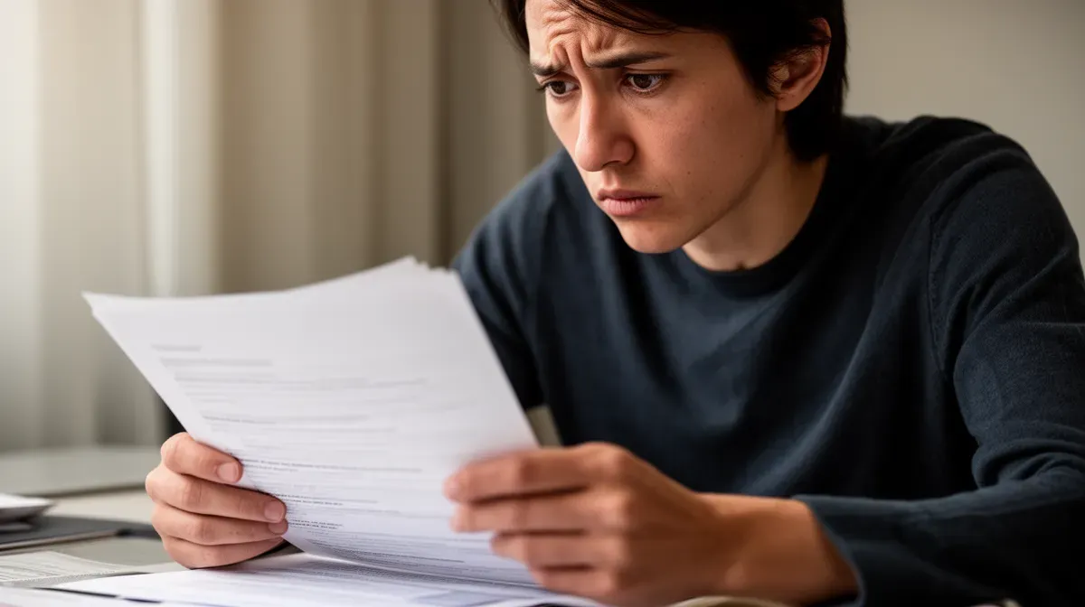 Personne examinant des documents, représentant les risques de requalification