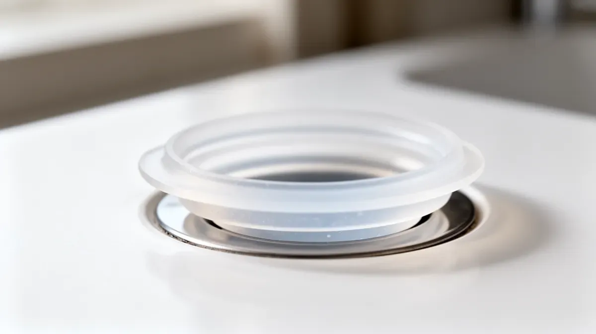Siphon anti-odeur à membrane silicone pour douche italienne, gros plan sur le clapet