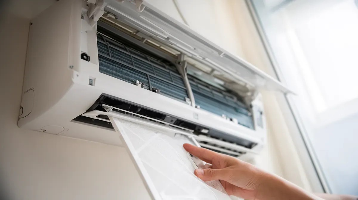 Installation d'un filtre à air neuf dans une unité intérieure de climatisation pour prévenir le givrage