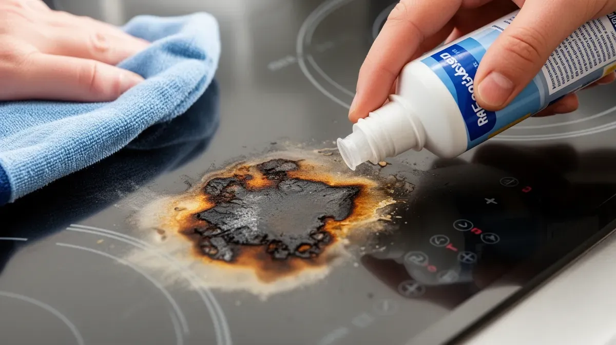 Nettoyage d'une tache de brûlure sur une plaque à induction